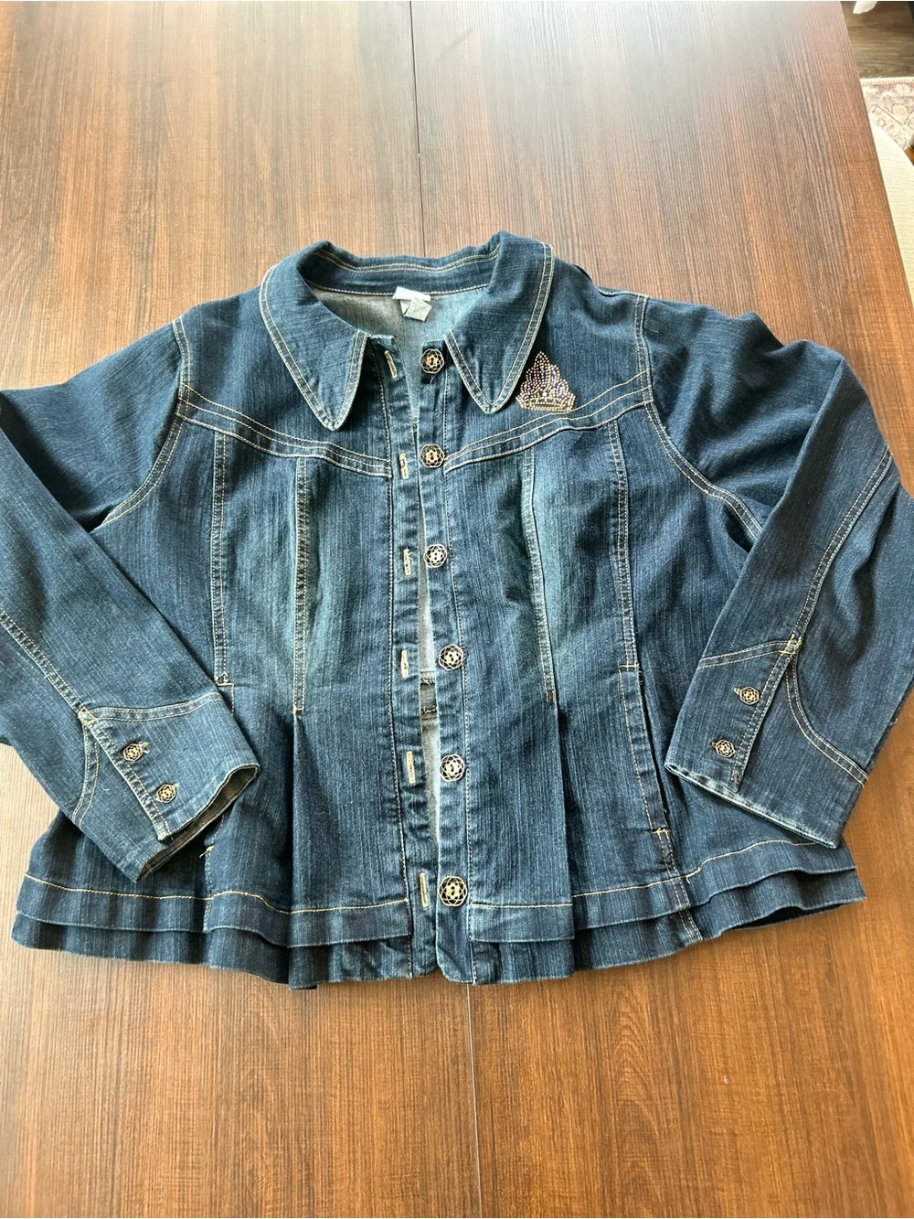 Venezia Indigo Denim Button-Up Jacket with Jewels